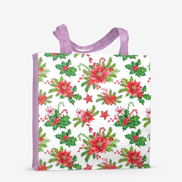 Сумка-шоппер «Christmas pattern with red flowers»