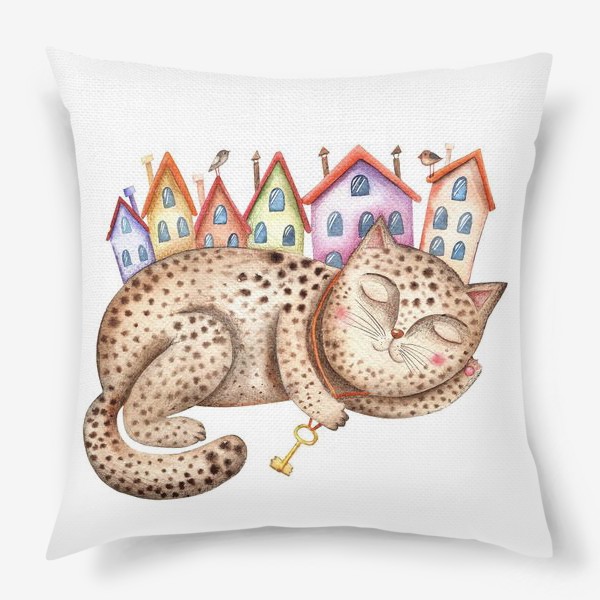 Подушка «Спящая пятнистая кошка»
