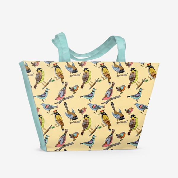 Пляжная сумка «Птицы. Паттерн с птицами»