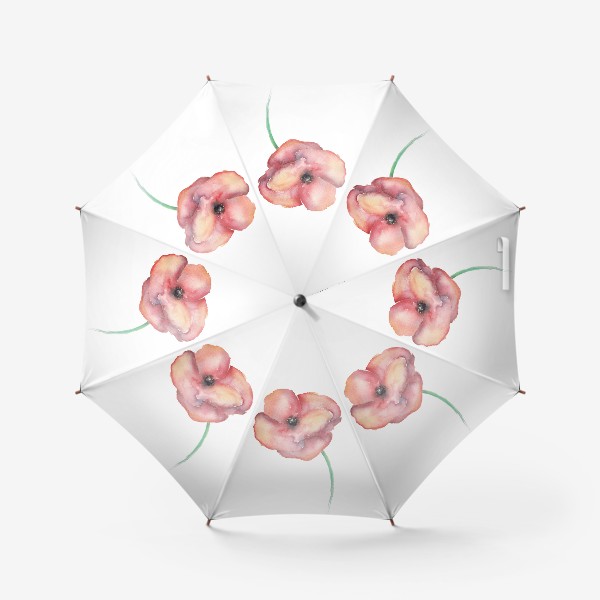 Зонт «Акварельный мак на белом»