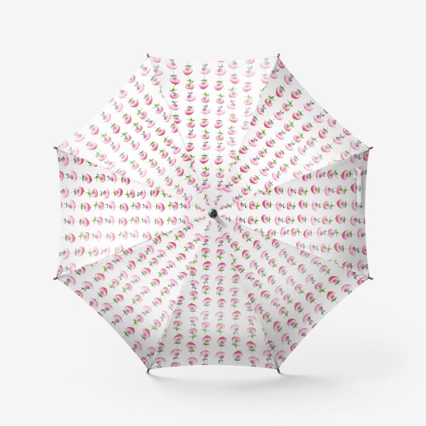 Зонт «Паттерн с розовыми цветами, акварель»