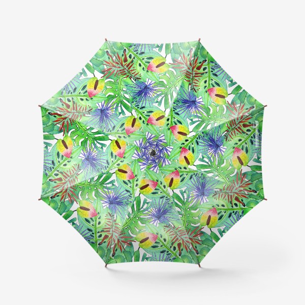 Зонт &laquo;Тропические листья и цветы&raquo;