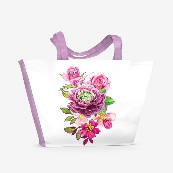 Пляжная сумка «Цветочный букет акварельный»