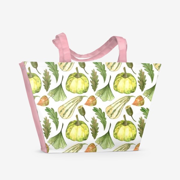 Пляжная сумка &laquo;Зеленые тыквы и листва&raquo;
