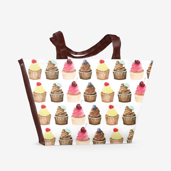 Пляжная сумка «Яркие капкейки с ягодами»