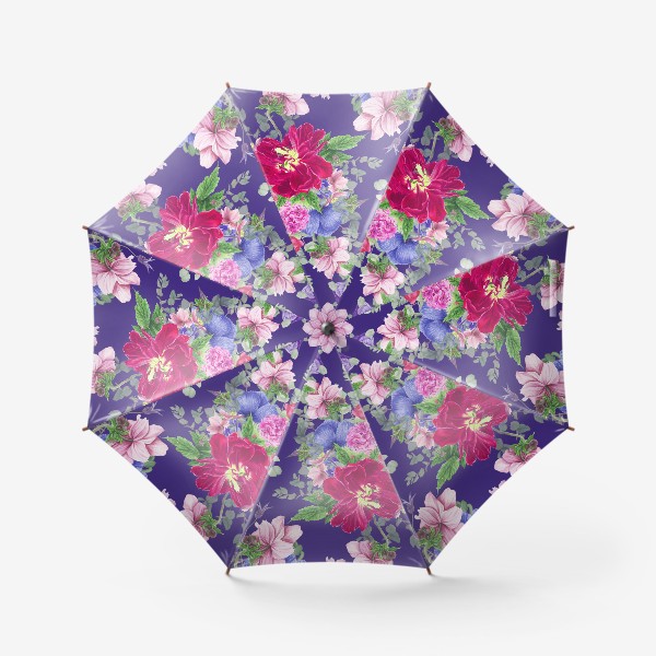 Зонт &laquo;Яркие цветы на фиолетовом фоне&raquo;