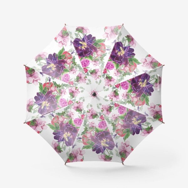 Зонт «Яркие цветы на белом фоне»