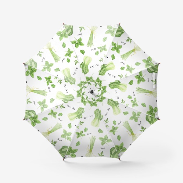 Зонт &laquo;Зеленые овощи на белом фоне&raquo;