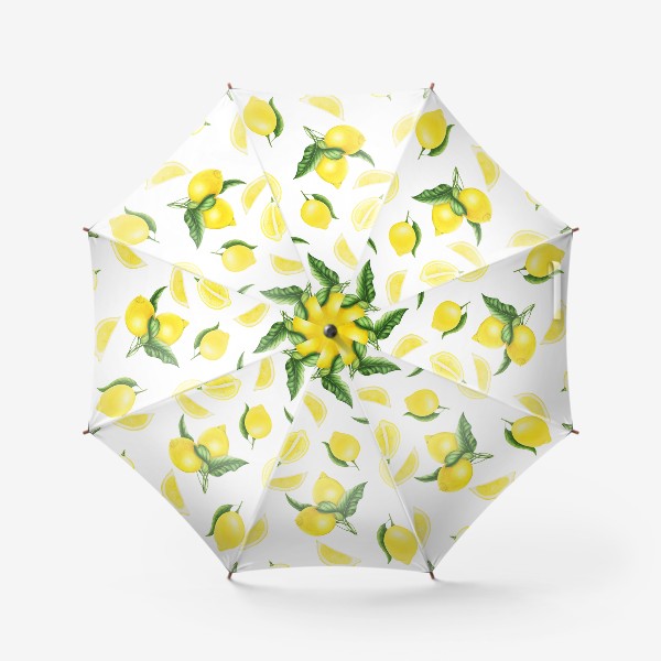 Зонт &laquo;Сочные желтые лимоны на белом фоне&raquo;