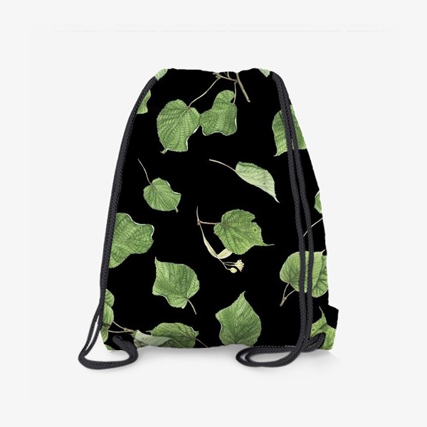 Рюкзак «Ветки и листья липы на черном фоне»
