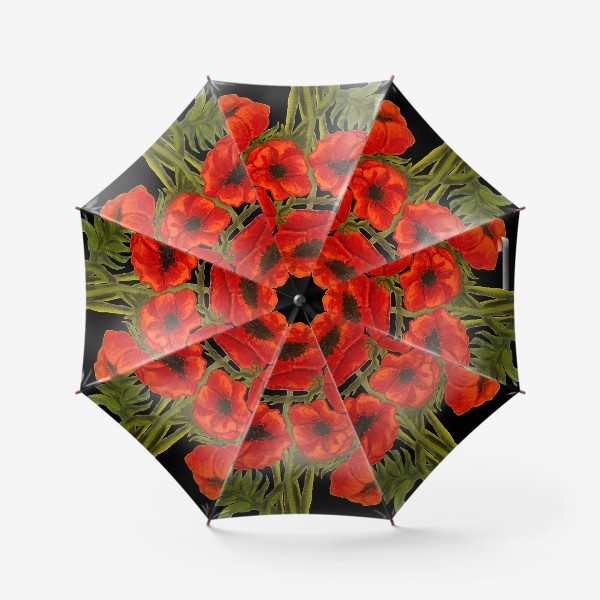 Зонт «Красные маки на чёрном фоне»