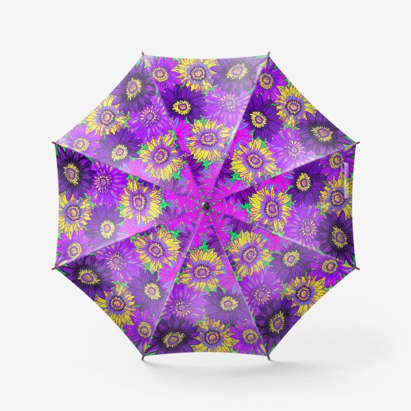 Зонт «Фон из гербер, фиолетовых, сиреневых и жёлтых»