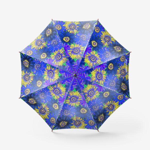 Зонт «Фон из гербер, синих и жёлтых»
