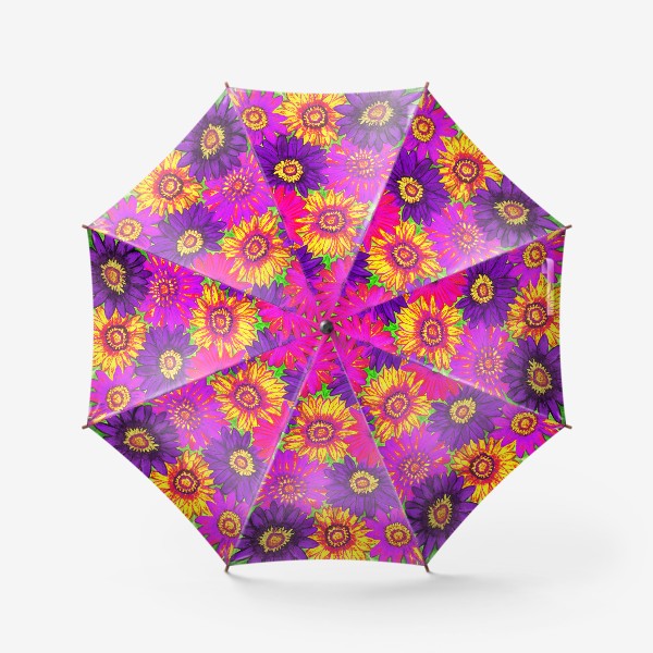 Зонт «Фон из гербер, фиолетовых, сиреневых, розовыхи жёлтых»
