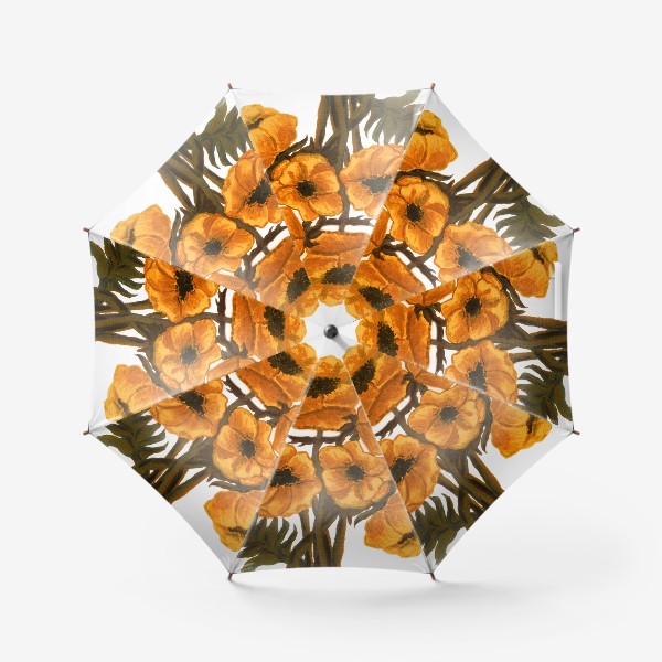Зонт «Оранжевые маки на белом фоне»