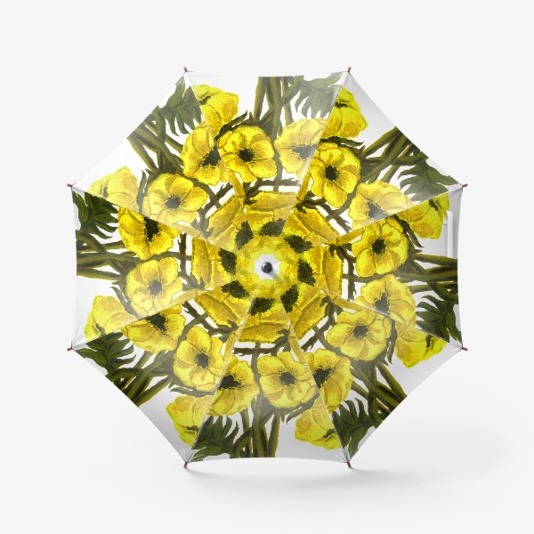 Зонт «Жёлтые маки на белом фоне»