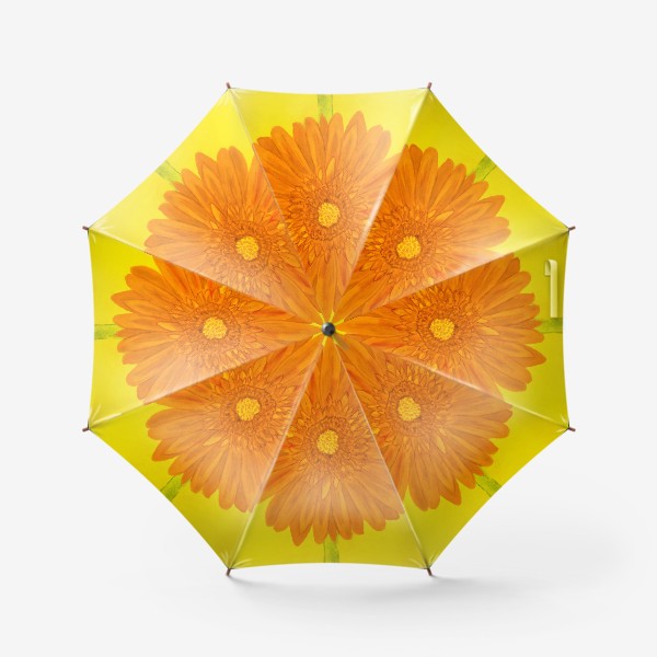 Зонт «Оранжевая гербера на жёлтом фоне»