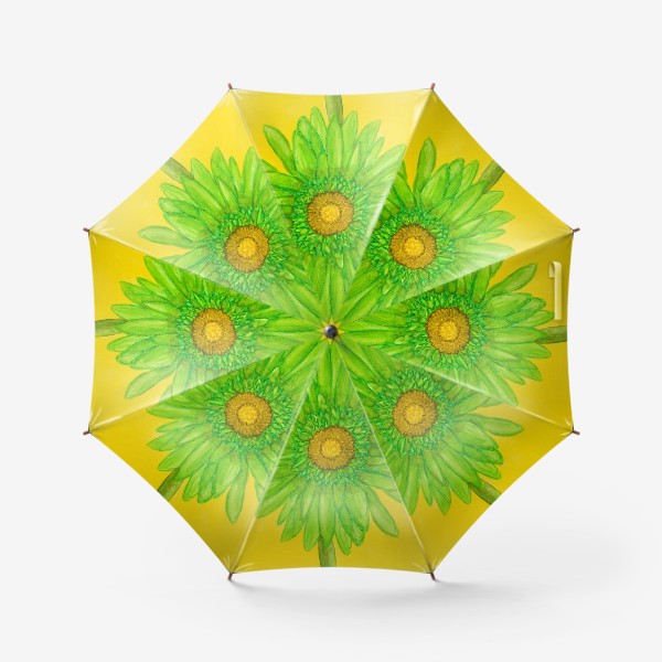 Зонт «Зелёная гербера на жёлтом фоне»