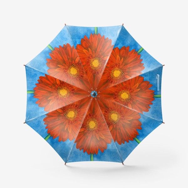 Зонт «Красная гербера на синем фоне»