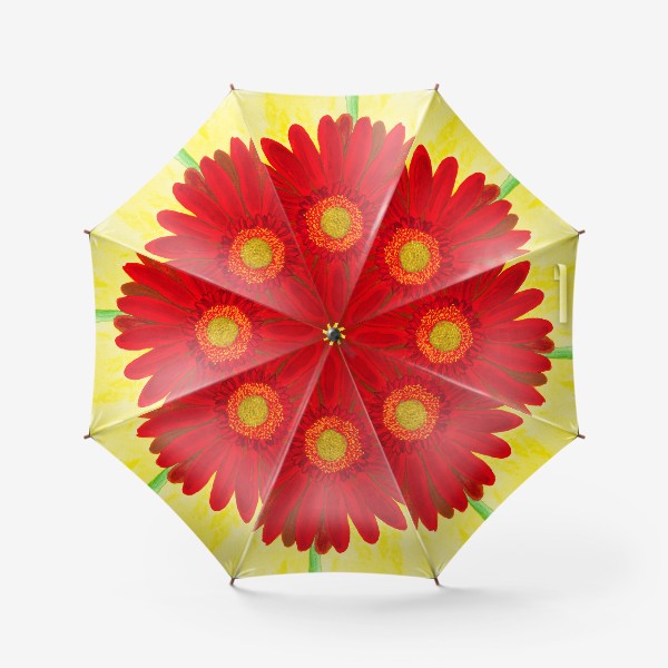 Зонт «Красная гербера на жёлтом фоне»