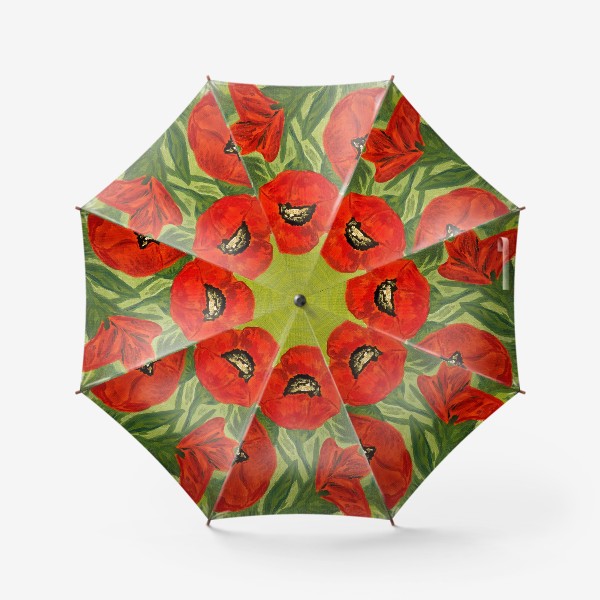Зонт «Маки на зелёном фоне, масло»