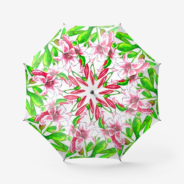 Зонт «Розовые лилии на белом фоне»