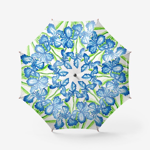 Зонт «Три синих ириса на белом фоне»