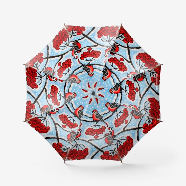 Зонт «Снегири на рябиновых ветках»