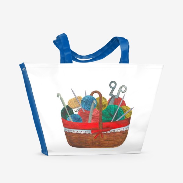 Пляжная сумка «Корзинка c вязанием»