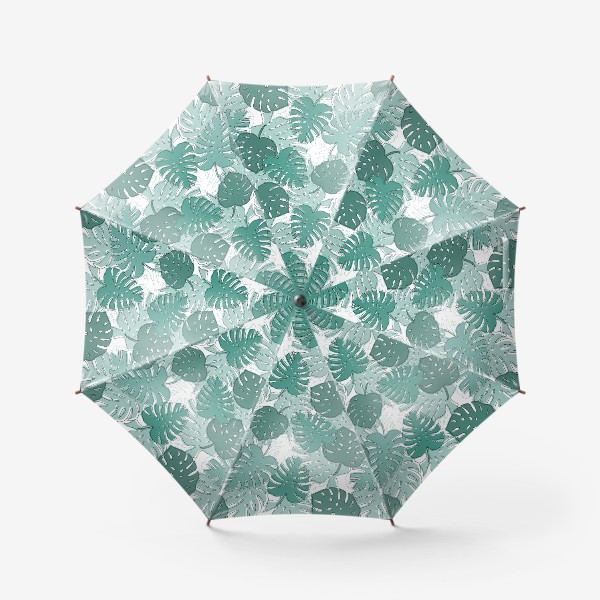Зонт «Листья монстеры в мятных оттенках»