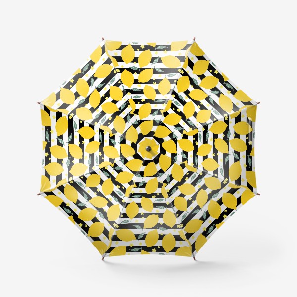 Зонт &laquo;Лимонный-полосатый с цветами&raquo;