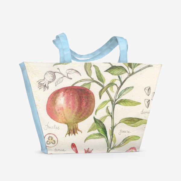 Пляжная сумка &laquo;ботаническая иллюстрация гранат&raquo;