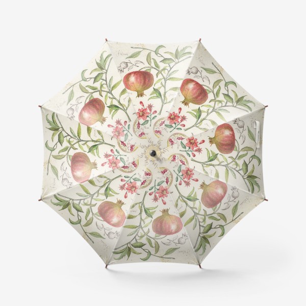 Зонт «ботаническая иллюстрация гранат»