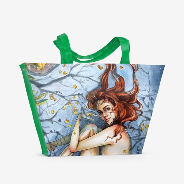 Пляжная сумка «Осень. Девушка в воде»