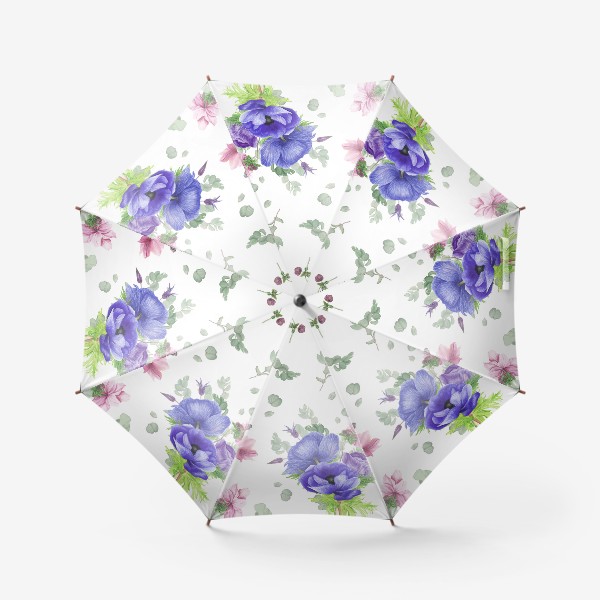 Зонт «Голубые и фиолетовые анемоны»