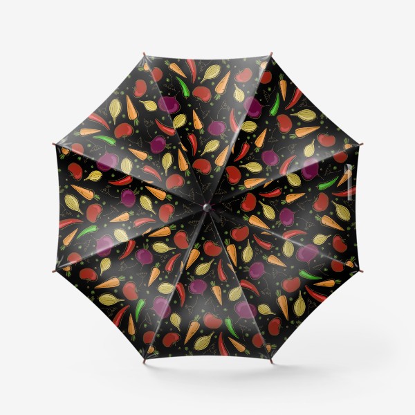 Зонт «Яркие овощи на черном фоне»
