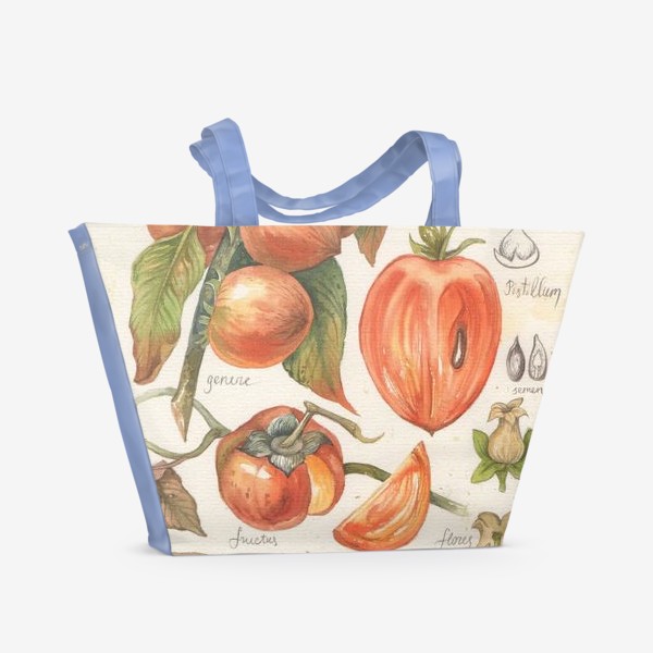 Пляжная сумка &laquo;ботаническая иллюстрация хурма&raquo;