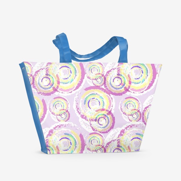 Пляжная сумка &laquo;Акварельные разноцветные круги&raquo;