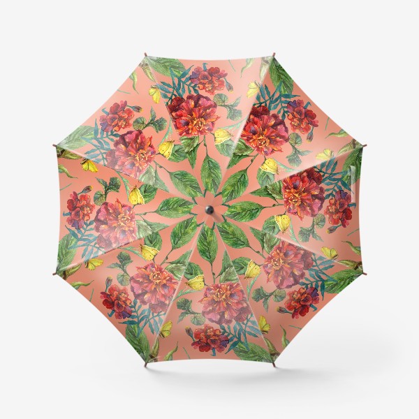 Зонт &laquo;Цветы и бабочки&raquo;
