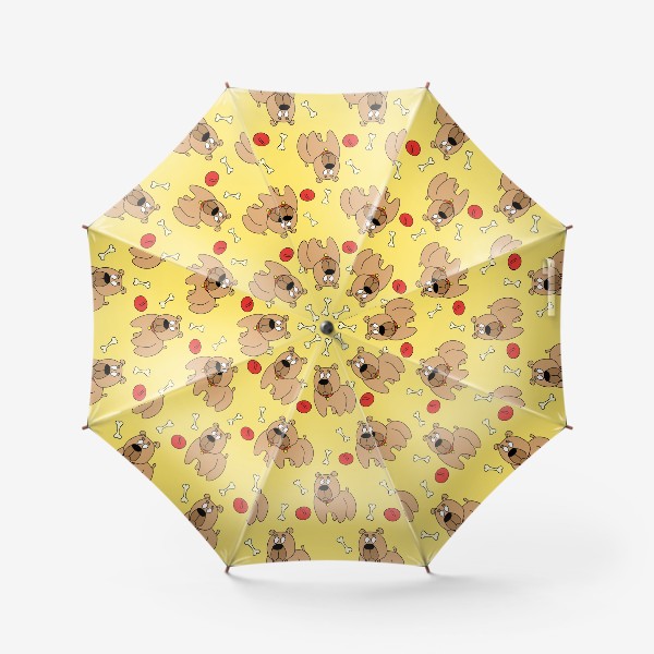 Зонт &laquo;Паттерн с бульдогами на желтом фоне&raquo;
