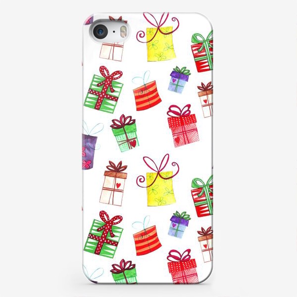 Чехол iPhone «Подарки паттерн акварель»