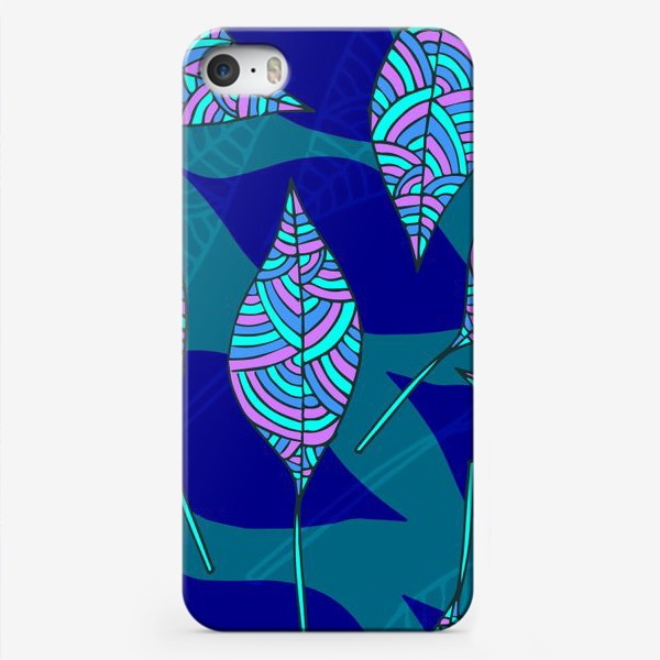 Чехол iPhone «Синие листья»