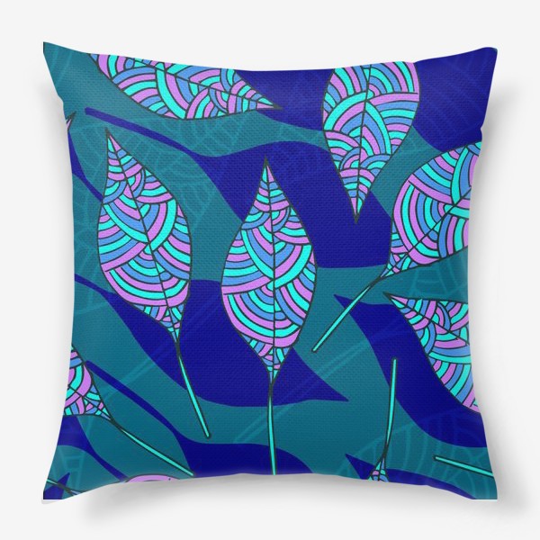 Подушка «Синие листья»