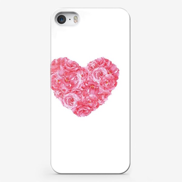Чехол iPhone «Акварельное сердце с розовых роз»