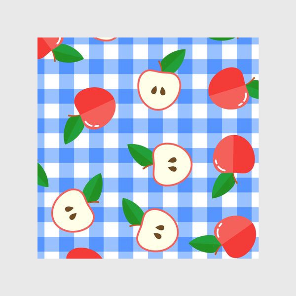Скатерть «Узор с яблоками на клетчатом фоне»