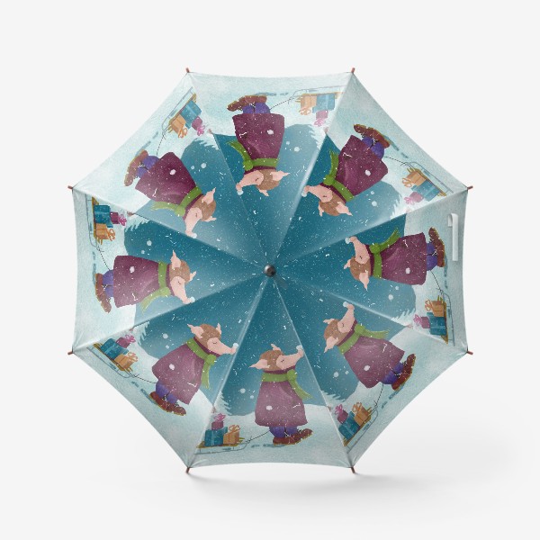 Зонт «Поросенок везет подарки на санках.»