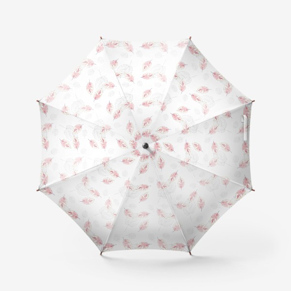 Зонт «Паттерн с листопадом на белом фоне»