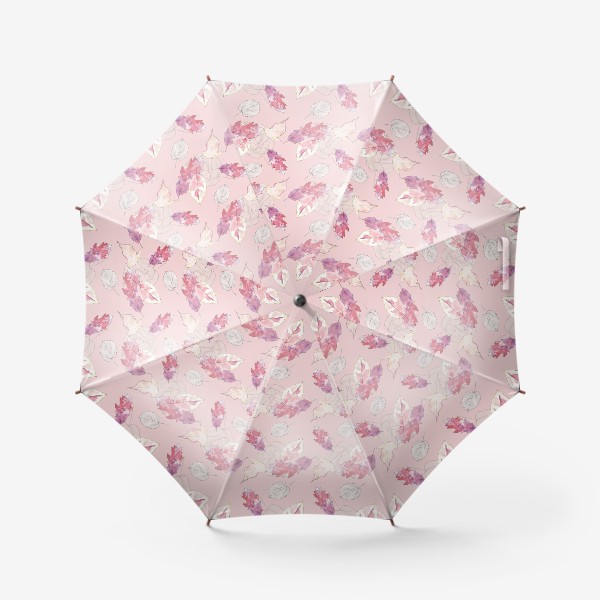 Зонт «Паттерн с листопадом на розовом фоне»