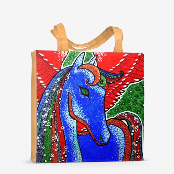 Сумка-шоппер «Синяя лошадь. Рисунок»