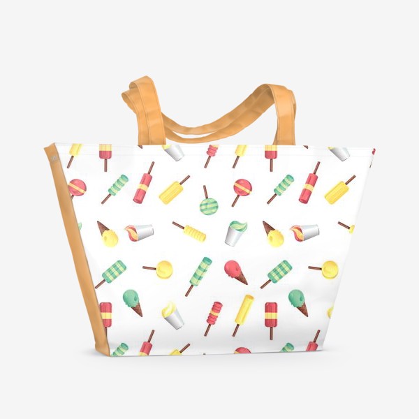Пляжная сумка «Очень много мороженого - летний паттерн»